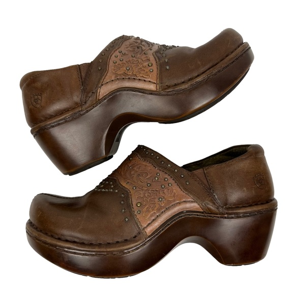 Ariat Shoes Ariat Strathmore Brown Leather Studded Clogs Poshmark